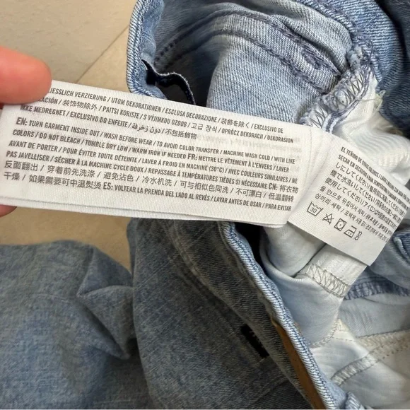 Abercrombie Kids Girls High Rise Straight Jeans Denim Patch Size 9/10 - Picture 7 of 10